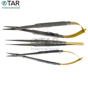 Ensemble de 3 micro-ciseaux Castroviejo en acier inoxydable allemand de qualité supérieure, porte-aiguilles, micro-pinces droites, instruments médicaux pour les yeux - Product Image 5