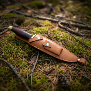 Couteau Viking Art Bowie à lame en acier Damas fait main, manche en bois de rose poli |   Étui en cuir de qualité supérieure pour le camping et les cadeaux - Product Image 6