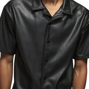 Wholesale Rate Slim Fit Short Sleeve High-Quality Club <b>Party</b> Wear Customized Made New Arrival With Own Logo Pu Leather <b>Shirts</b> - Product Image 4