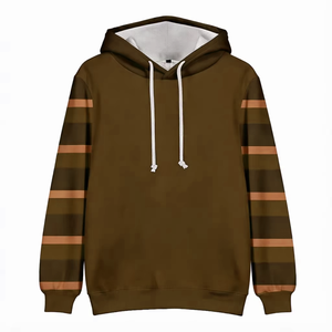 Sweat à capuche polaire rayé pour homme, chaud et décontracté, épais, pour l'hiver, avec logo personnalisé, vêtement de sport d'extérieur - Product Image 1