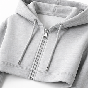 Wholesale Custom Cropped <b>Zip</b> <b>up</b> Hoodie for Unisex-100% Cotton Winter Embroidered OEM Manufacturer Direct Supply - Product Image 4
