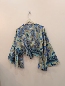 Top Cruzado de Seda 100% con Lazos Delanteros para Mujer, Estilo Vintage, Ecológico, para Verano y Resort - Product Image 5