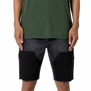 Shorts en jean noir pour homme, taille mi-haute, coupe droite, décontracté, été, respirant, en tissu tricoté, style déchiré, imperméable et coupe-vent - Product Image 3