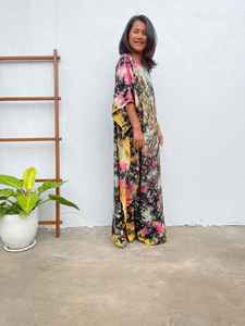 Tie Dye Boat Neck Kaftan Black Rainbow Caftan Women Plus Size Summer <b>Dress</b> Beach <b>Cocktail</b> Wear - Product Image 5