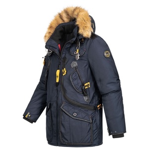 Veste d'hiver matelassée pour homme, personnalisable OEM ODM, parka chaude à capuche, coupe-vent, rembourrage en polyester, fermeture éclair, couleur personnalisée, vêtements d'extérieur - Product Image 3