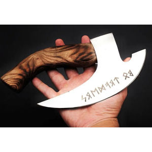 มีดตัดพิซซ่าเหล็กกล้าคาร์บอนทำมือ Burraq ด้ามไม้พะยูง ปลอกหนัง สำหรับแคมป์ปิ้ง กิจกรรมกลางแจ้ง DIY อุตสาหกรรม ของขวัญวันพ่อ - Product Image 3