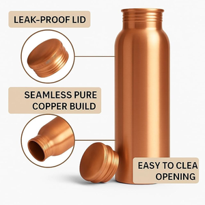 Botella de Agua de Cobre 100% de Alta Calidad, 650 ml, Estilo Martillado Antiguo, Beneficios Ayurvédicos para la Salud, Logotipo Personalizado, Taza para Beber - Product Image 4