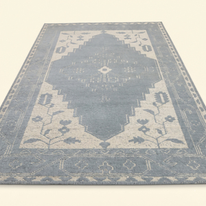 Alfombra Persa Moderna con Medallón, Tejida a Mano, de Lana Azul Grisáceo Misty Palace, Antideslizante y Ecológica, para Sala de Estar, Dormitorio, Hotel - Product Image 2