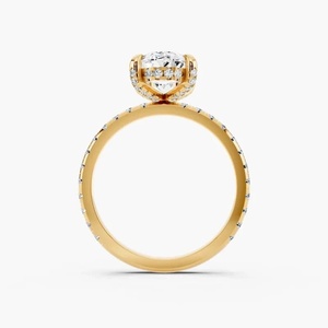 Bague de fiançailles solitaire à quatre griffes avec diamant de laboratoire taille ovale certifié IGI, sertie pavé, en or 10K 14K 18K ou argent 925 935 - Product Image 2