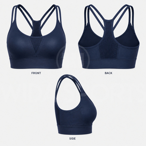 High Support Solid Breathable Mesh Sports <b>Bra</b> for Women Workout Fitness Running with Four-Way <b>Stretch</b> Crisscross Straps - Product Image 5