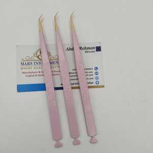 Pink Color Eyelash Tweezers With Heart Pattern Smooth Tip <b>Precision</b> <b>Tools</b> For Lash Extensions - Product Image 2