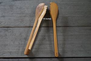 IDEAL BAMBOO Luxury Natural Bamboo Sustainable Kitchen Baking <b>Utensils</b> Long BBQ Tongs 20*2cm/7.8inches Strong Grip Cheese Fruits - Product Image 3