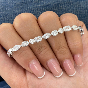 Bracelet élégant en diamant rond brillant cultivé en laboratoire, certifié IGI, or 10K 14K 18K jaune blanc rose, bijoux fins de luxe - Product Image 3