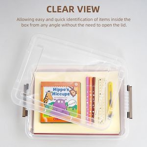 Set di 3 Contenitori di Plastica Trasparente con Coperchi a Chiusura, Scatole Portatili per Progetti, Contenitori Impilabili per Organizzazione - Product Image 3