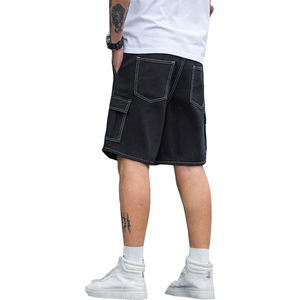 Shorts amples pour hommes en polaire polyester/coton à séchage rapide, taille mi-haute avec cordon de serrage, style streetwear personnalisé - Product Image 2