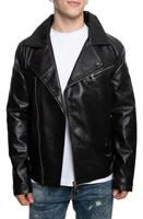 Blouson moto en cuir véritable noir pour homme avec fermeture éclair et ceinture, coupe ajustée, style motard, pour l'automne