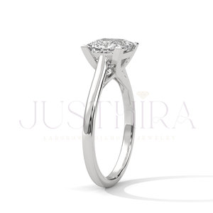 925 <b>Silver</b> Moissanite Diamond <b>Ring</b> 3 TC Vintage Halo 14k White Gold Cathedral Band Pave Bridge Engagement <b>Ring</b> Gift For He - Product Image 2