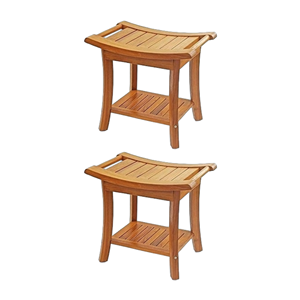 Banco de Ducha de Bambú de Diseño Sencillo Directo de Fábrica, Silla de Baño con Estante, Organizador Impermeable de Madera para Spa y Baño - OFERTA - Product Image 2