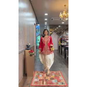 Conjunto de ropa de fiesta de diseñador para mujer Top Dhoti Salwar Dupatta - Product Image 3