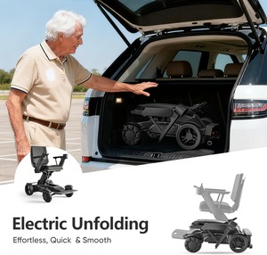 Fauteuil roulant électrique pliable pour adultes : télécommande et élévateur électrique inclus, dossier réglable, double moteur. - Product Image 1