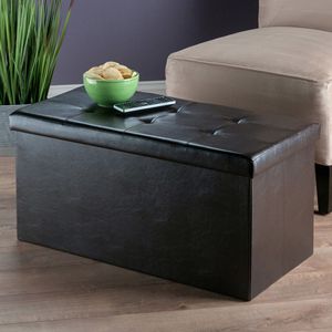 Pouf in finta pelle con sgabelli portaoggetti e prodotti ottomani - Product Image 1