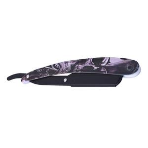 Rasoir chirurgical droit MORJE à lame unique, manche en acier inoxydable avec motif crâne, pour barbier et rasage du visage - Product Image 2