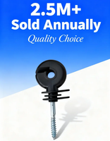 Isolateur annulaire à visser noir durable, galvanisé, revêtu de PVC, résistant aux chocs, en plastique, pour clôture électrique de sécurité, facile à installer