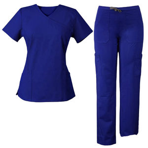 Women's Turquoise <b>Scrub</b> Set Cotton Polyester Woven Hospital Uniform Pants <b>Top</b> Seamless Fusing No - Product Image 2