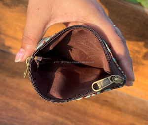 Cartera de piel de vaca auténtica con estampado de flores de lujo para mujer, soporte pequeño para coche, llaveros con múltiples bolsillos para mujer, monederos - Product Image 6