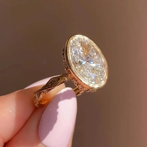 Tulip Set 14K <b>Gold</b> <b>Vintage</b> Inspired <b>Ring</b> Bezel Setting Luxury Classic Engagement Wedding <b>Ring</b> - Product Image 2