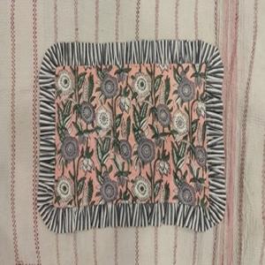 Luxurious Patchwork Fabric Dinning Table Placemat Cotton Quilted & Ruffle Stitch Design Mats Christmas Party Dinning Table Linen - Product Image 1