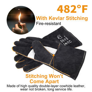 Guantes de Seguridad de Cuero para Trabajo, Guantes Protectores Largos Absorbentes de Sudor para Soldadura TIG y Soldadura Eléctrica - Product Image 4