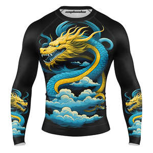 เสื้อรัดรูปสำหรับผู้ชาย Saqibandco ลายพิมพ์มังกรสีชมพู แห้งเร็ว ผลิตจากโพลีเอสเตอร์ สำหรับกีฬามวยปล้ำผสม - Product Image 3