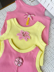 OEM Manufacture 180g Eco-Friendly Knitted Lace Custom Logo Cute Sleeveless Cotton Rib Breathable Tank <b>Tops</b> Women's Girls - Product Image 6