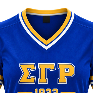 Camiseta de Hockey para Mujer, Negra, con Letras Griegas Sigma Gamma Rho, Cuello en V, Manga Corta, Uniforme Deportivo para Equipo de Hermandad - Product Image 5