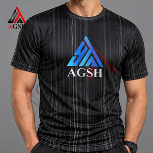 เสื้อยืดแขนสั้นผู้ชาย AGSH พิมพ์ลายแบบซับลิเมชั่น ลายทาง แห้งเร็ว ทรงเข้ารูป สปอร์ต คอกลม - Product Image 1