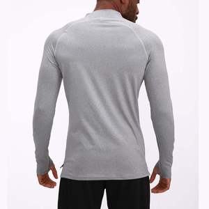 T-shirt de sport à manches longues pour homme avec fermeture éclair et trous pour les pouces, vêtements de performance pour l'entraînement, séchage rapide, haut de compression pour la remise en forme - Product Image 3