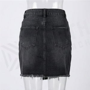 Mini-jupe en jean sexy Y2K pour femme, couleur personnalisée, grande taille, avec poches, fermeture éclair, boutons, imprimé, jean d'été, streetwear décontracté - Product Image 2