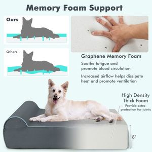 Cama Ortopédica para Perro con Reposacabezas, Funda Extraíble y Lavable, Espuma Viscoelástica, Talla XL, Estilo Moderno - Product Image 6