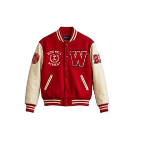 OEM Custom Vintage Oversized Unisex Reversible Plus Size Casual Varsity <b>Baseball</b> <b>Jacket</b> Bulk Wholesale Plain Blank Wool Blend - Product Image 3