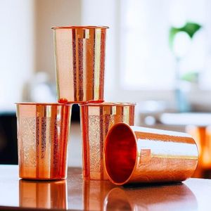 Copper Straight Cups Hammered Finish Retro Design 6-Pack Drinking Cup Kitchen Use - Product Image 5