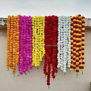 2025 décoration de mariage indien guirlande de souci artificielle avec cloches fleur artificielle chaîne Mehendi Haldi décor guirlande - Product Image 2