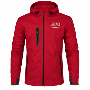 Custom <b>Men</b> Softshell <b>Jacket</b> Waterproof Windproof Hooded Outdoor Hiking Workwear Full Zip Thin Winter Stand Zipper Reflective - Product Image 1