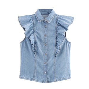 Gilet en jean oversize pour femme, production sur mesure 2026, tailles S M L XL, vente en gros - Product Image 3