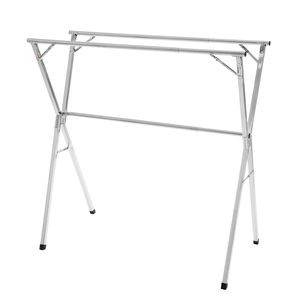 Stendibiancheria Telescopico a 2 Livelli in Acciaio Inox con 30 Fori Antivento e 2 Ganci per Scarpe, Stendino da Interno - Product Image 1
