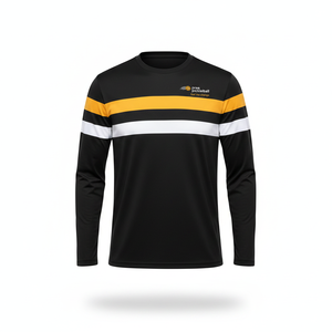 Camiseta deportiva ligera de manga larga para hombre, con bloques de color, cuello redondo, paneles en contraste, lista para enviar. - Product Image 1