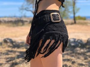 Minifalda Tribal |   Falda de Gasa de Algodón con Flecos |   Ropa para Festivales Bohemios |   Ropa de Hada Élfica en Capas para Mujer - Product Image 3