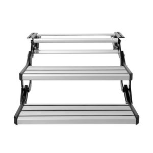 Scala Retrattile Manuale a 2 Gradini per Camper, Pieghevole in Lega di Alluminio con Capacità di Carico di 200 kg, Piastra in Acciaio Rinforzata per Uso Veicolare - Product Image 1