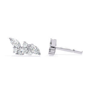 Pendientes de tuerca con racimo de moissanita talla marquesa de 3.80x1.90mm y diamantes redondos de 1.30mm, pendientes de moissanita de plata 925 - Product Image 6