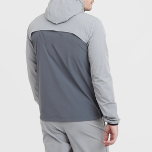 Chaqueta Softshell con Capucha para Hombre, Resistente al Viento, con Bloques de Color, Cierre de Cremallera, Ropa Deportiva para Exteriores, Otoño, Gris, Negro, Azul - Product Image 2